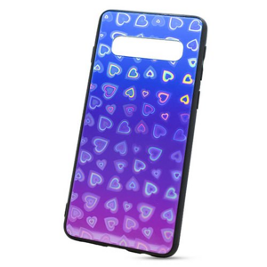 Puzdro Glass Reflect TPU Samsung Galaxy S10 G973 Srdcia - modro-fialové