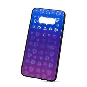 Puzdro Glass Reflect TPU Samsung Galaxy S10e G970 Srdcia - modro-fialové