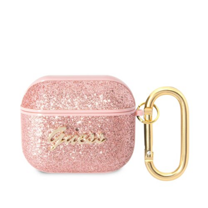 Puzdro Guess Glitter Flakes Metal Logo Pouzdro AirPods 3 - ružové