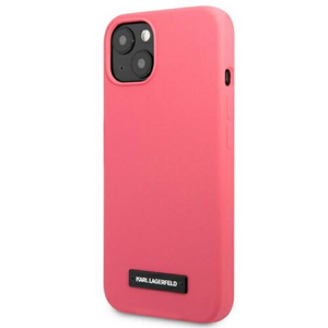 Puzdro Karl Lagerfeld iPhone 13 KLHCP13MSLMP1PI fuchsia hard case Liquid Glitter Logo
