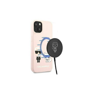 Puzdro Karl Lagerfeld IPhone 13 KLHMP13MSSKCI Karl & Choupette Magsafe, silikónové - ružové