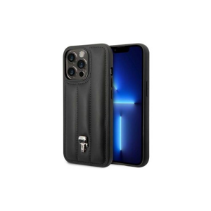 Puzdro Karl Lagerfeld iPhone 14 Pro Max KLHCP14XPSQPK black hardcase Puffy Ikonik Pin