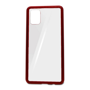 Puzdro Magnet Metal Glass Samsung Galaxy A51 A515  - červené